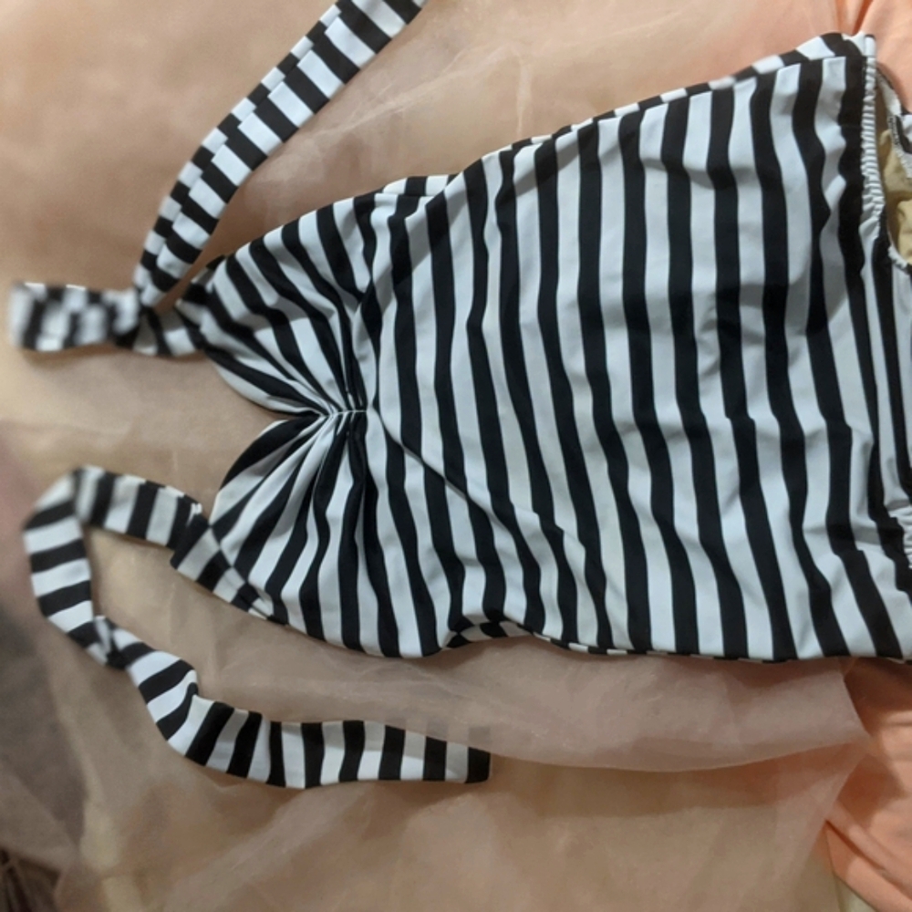 Vintage Barbie Rockabilly Style One Piece Black And White Swimsuit